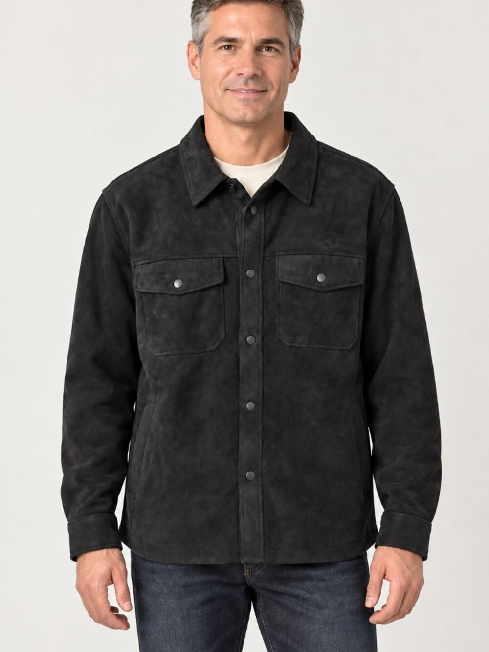 NWT FRYE Men's Black Faux Suede Shirt Jacket Shacket Large